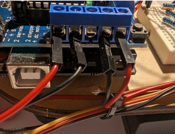 motors plugged into shield